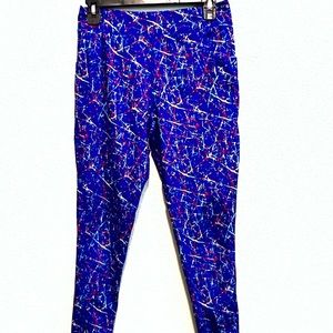 Galaxy Print Yoga Pants w/ Pockets & Ankle Lattice (L)
